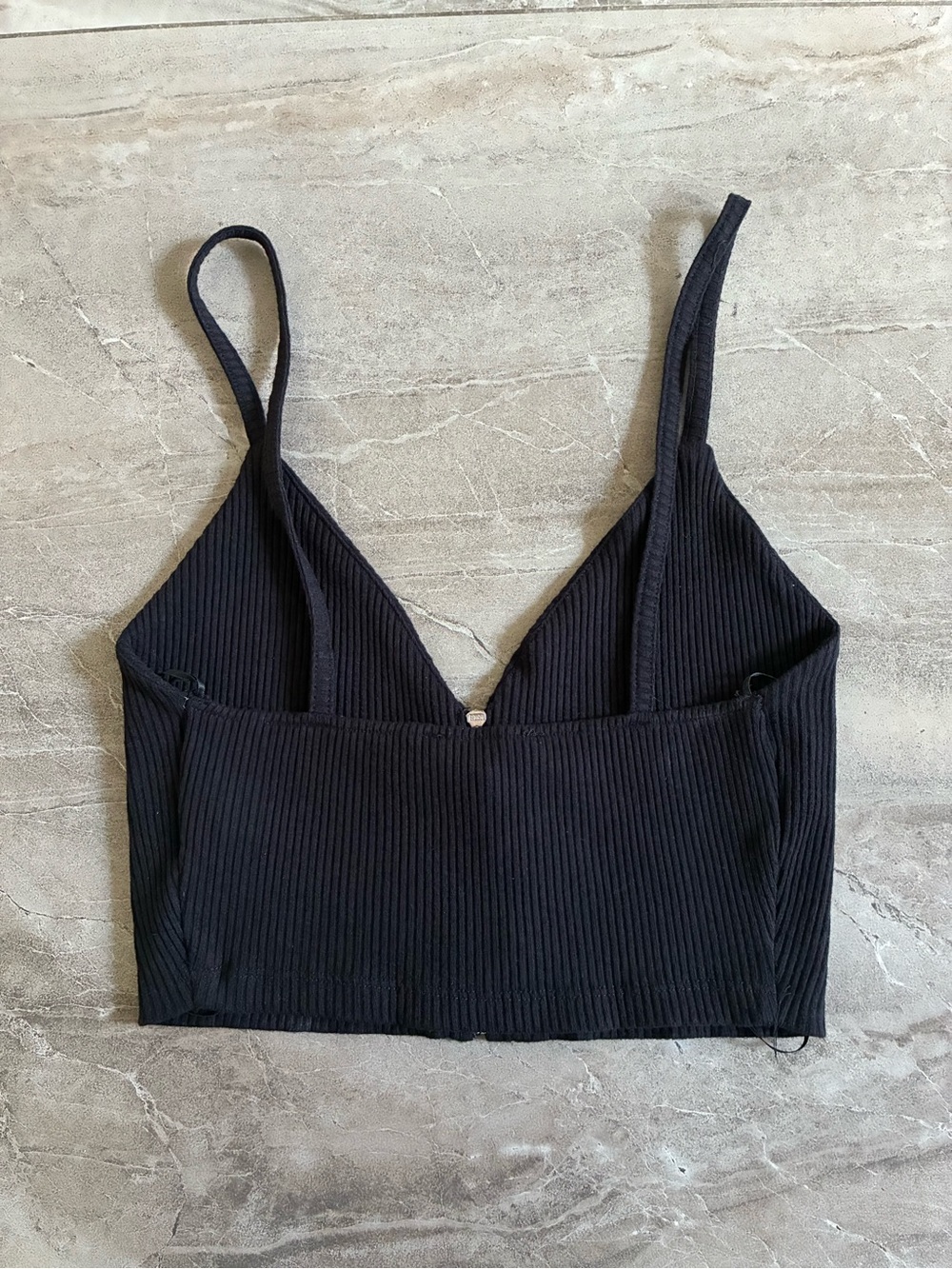 Black Ribbed Zip-Front Cami Top - Picture 3 of 3